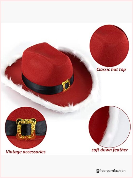 Felt Cowboy Hat with Feather Trim, Blinking Tiara, Adult Unisex, Fun Dress Up main image 7